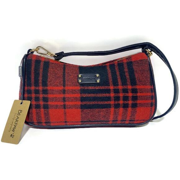 Bearpaw Flannel Purse Small Handbag Over the Shoulder Red and Black Plaid NWT - Picture 4 of 9
